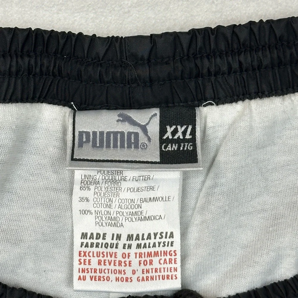 Puma Men XXL Vintage Windbreaker Track Pants Black White Ankle Zip Nylon Joggers